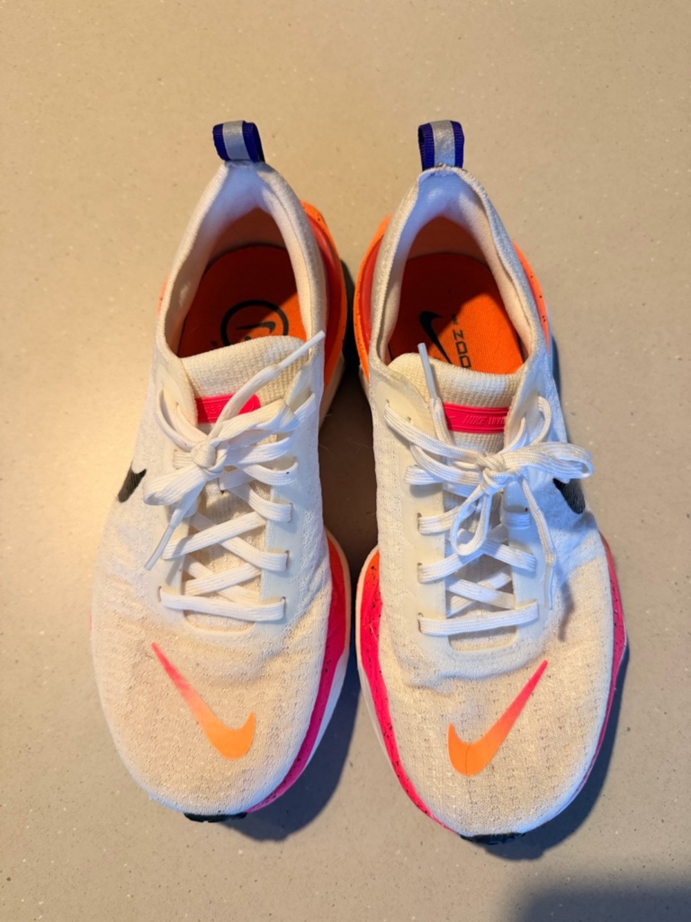 Nike Women’s Invincible Run 3 White with Pink and Orange Accents - Picture 3 of 8